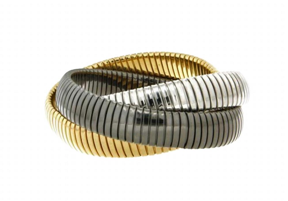 NEW MARLYN SCHIFF women's triple strand coil bracelet in silver/gold/hematite